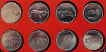 Shell Brettspiel mit 16 Automobil-Metallmünzen "Das große Shell-Rennspiel" 1970 (5215)